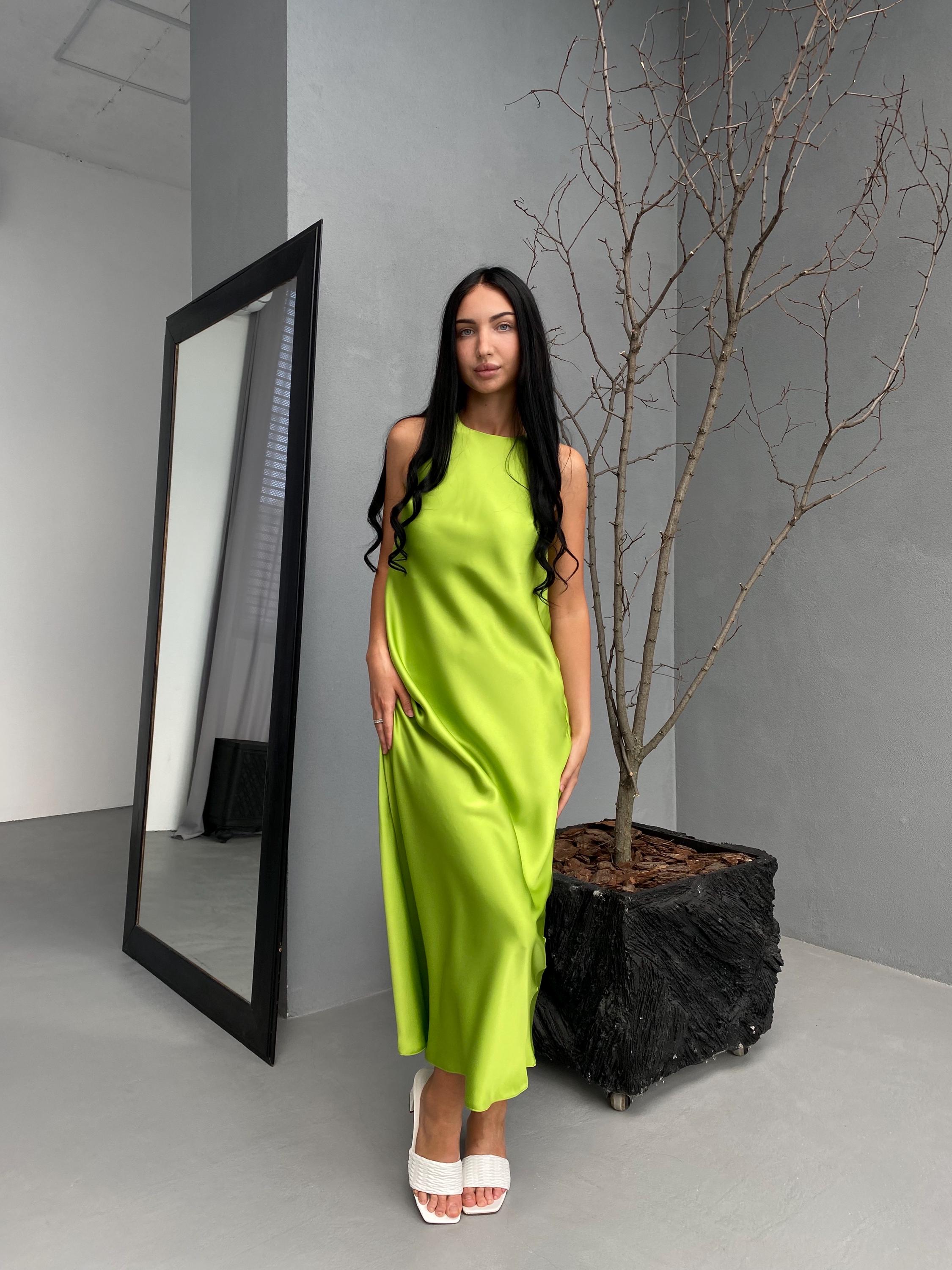 Apple Green Silk Satin Maxi Dress - Sleeveless Elegant Wedding Guest Gown - Minimalist Long Summer Dress - Italian Premium Fabric Apple Green Silk Satin Maxi Dress - Sleeveless Elegant Wedding Guest Gown - Minimalist Long Summer Dress - Italian Premium Fabric