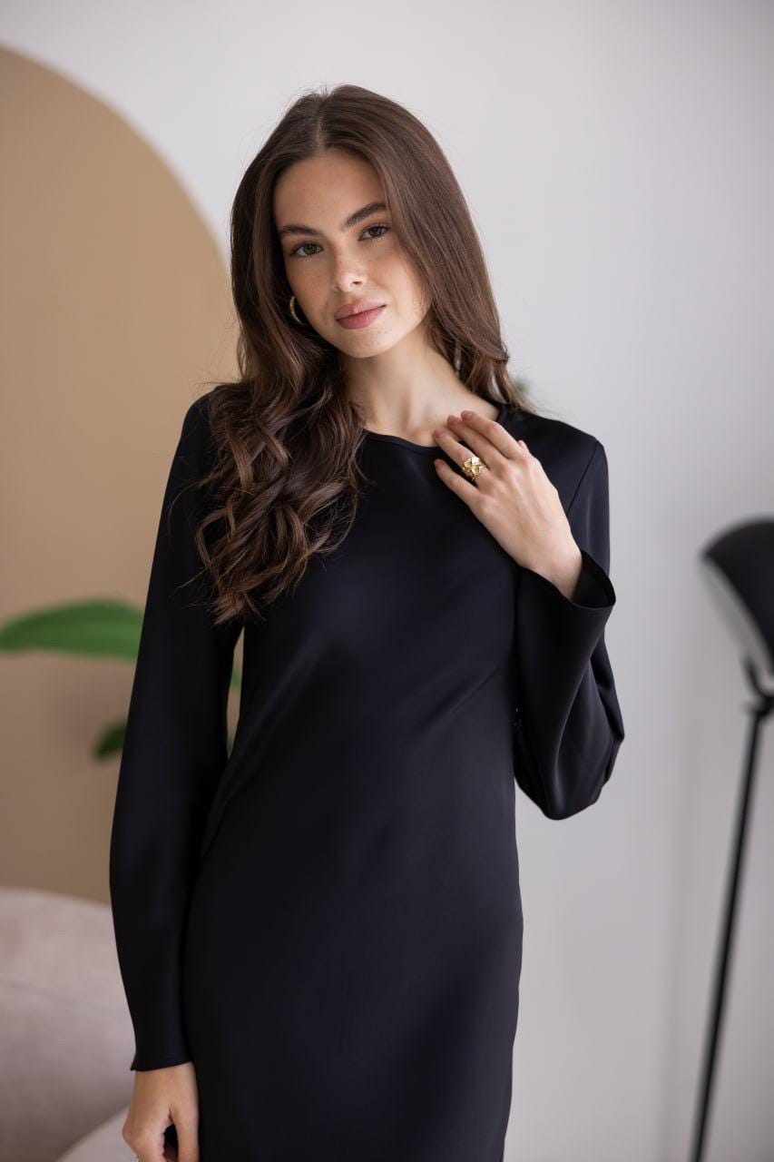 silk black dress with sleeves After Six Women's Mixed Media Gown - Black