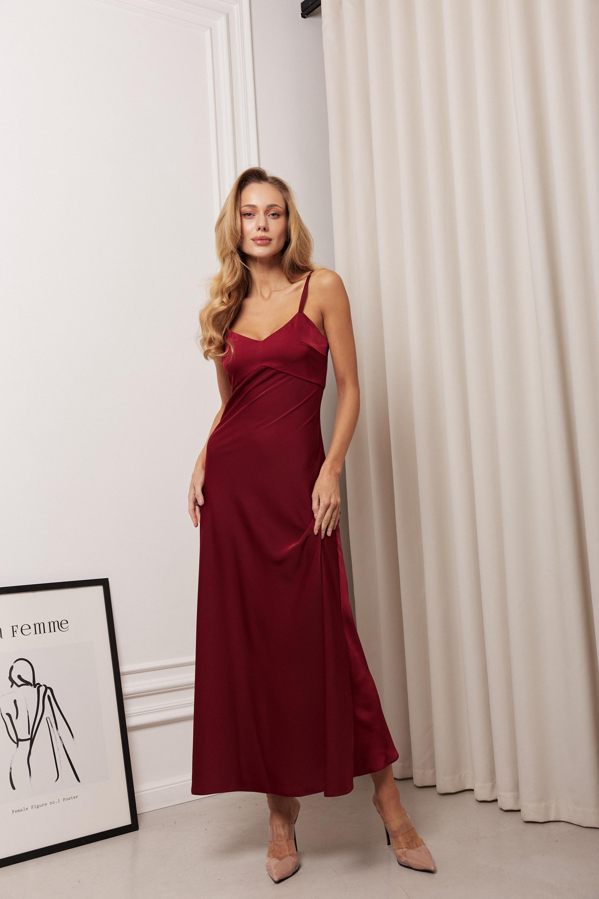 Elegant Burgundy Satin Maxi Dress with Adjustable Straps - Formal Evening Gown - Wedding Guest Dress - Long Slip Dress for Women Elegant Burgundy Satin Maxi Dress with Adjustable Straps - Formal Evening Gown - Wedding Guest Dress - Long Slip Dress for Women