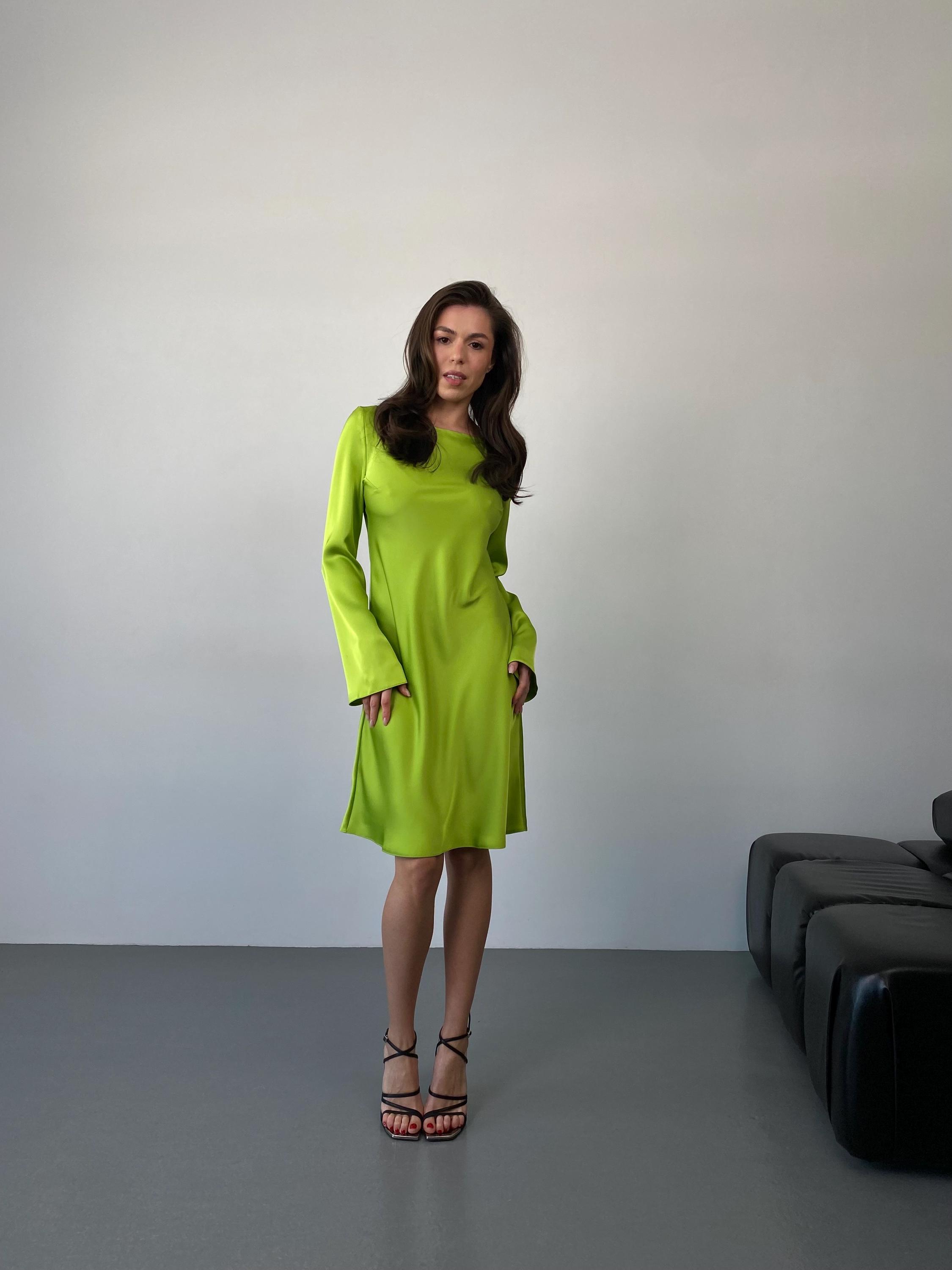 apple green satin dress Green Apple Ballet Scoopneck Long Trumpet Dress, size X-small