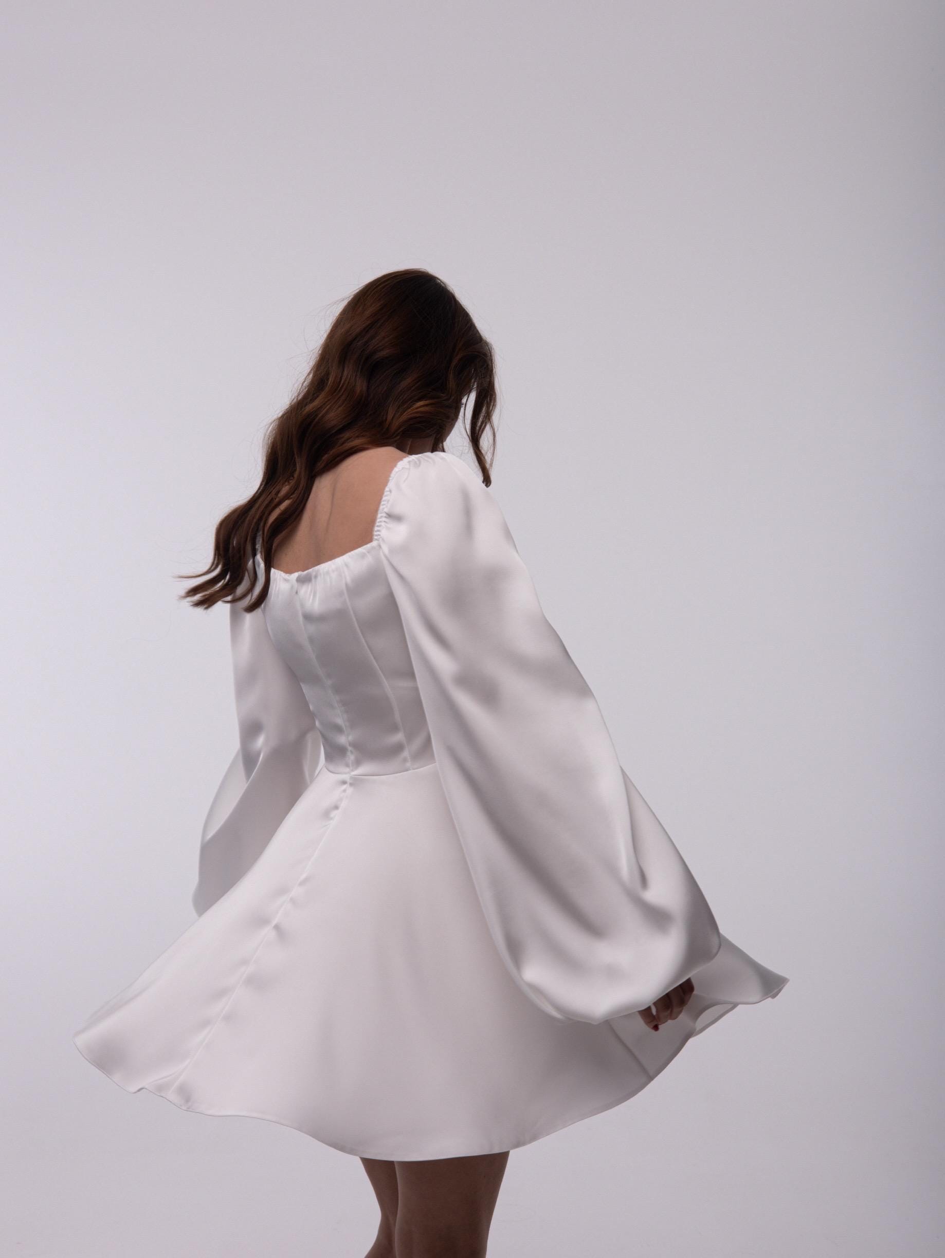white puff sleeve corset dress Corset dress off-the-shoulder linen puff sleeve with boning and lace-up back