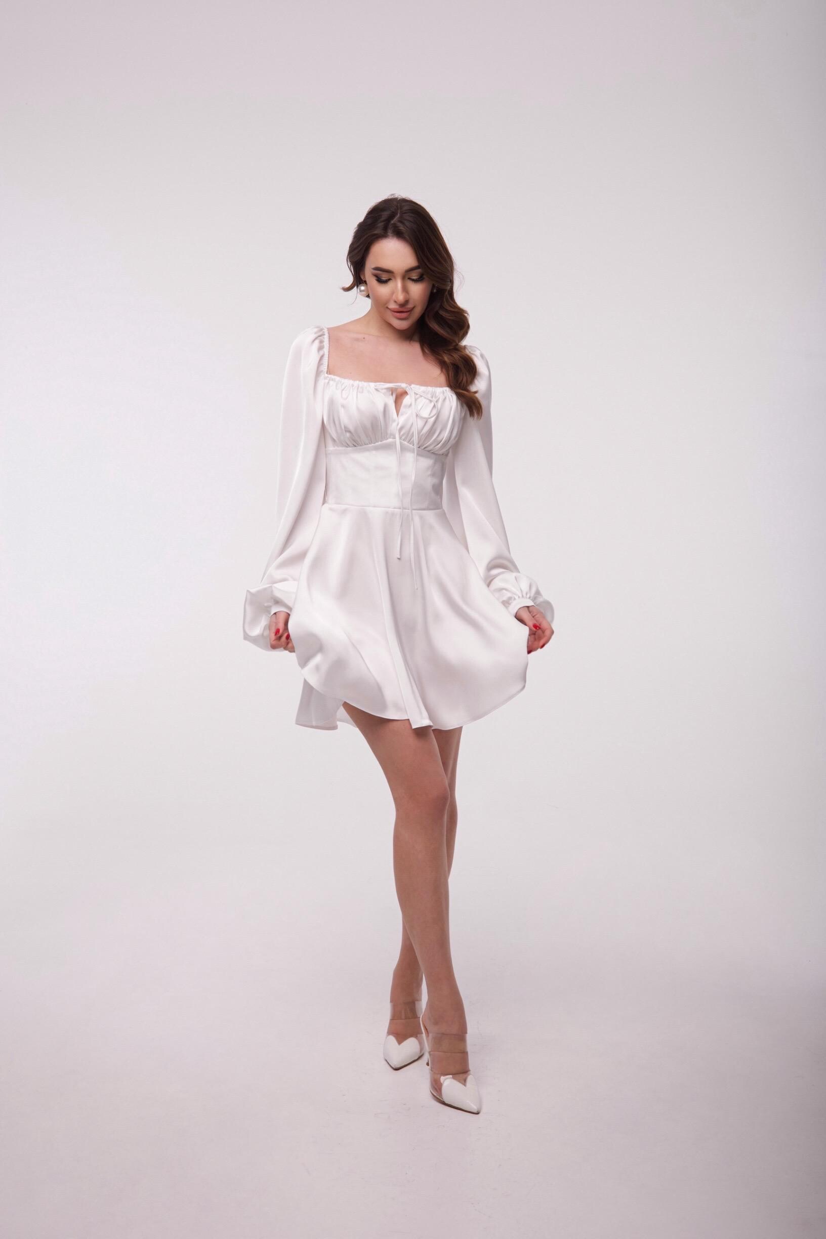 white puff sleeve corset dress Clothing : Mini Dresses : 'Matilda' White Puff Sleeve Corset Dress