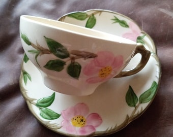 Very Rare Find Franciscan Desert Rose Tea cup and Saucer stamped 1949-1953 Beautiful set
