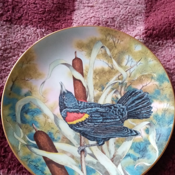 Song Birds of the South Red-Winged Blackbird by Southern Living Gallery Plate #17496