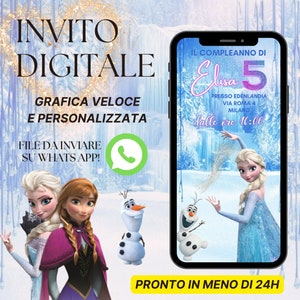 Invito digitale Frozen compleanno battesimo party stampabile personalizzato