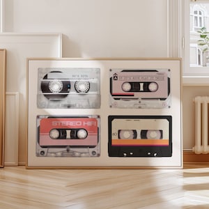 Retro cinta casete impresión moda vintage caso estético y2k 90's cartel música amante gráfico impresión digital cool mix cinta nostálgico arte de pared