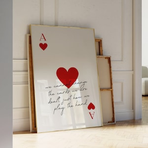 Trendy Asso di cuori stampa citazione positiva poster estetico carta da gioco retrò bar carrello arte della parete preppy y2k glamour funky stampa digitale