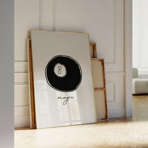 Impresión de moda de ocho bolas Magic Vintage Pool 8 Ball Estética Póster Retro Bar Cart Arte de pared Preppy Glamorous Funky Lucky Ball Impresión digital