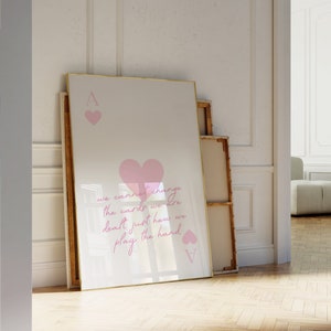Alla moda Asso di cuori Rosa Stampa Citazione positiva Poster estetico Carta da gioco Carrello bar retrò Arte della parete digitale Preppy y2k Glamour Funky