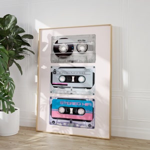 Retro cinta casete impresión moda vintage caso estético y2k 90's cartel música amante gráfico impresión digital cool mix cinta nostálgico arte de pared