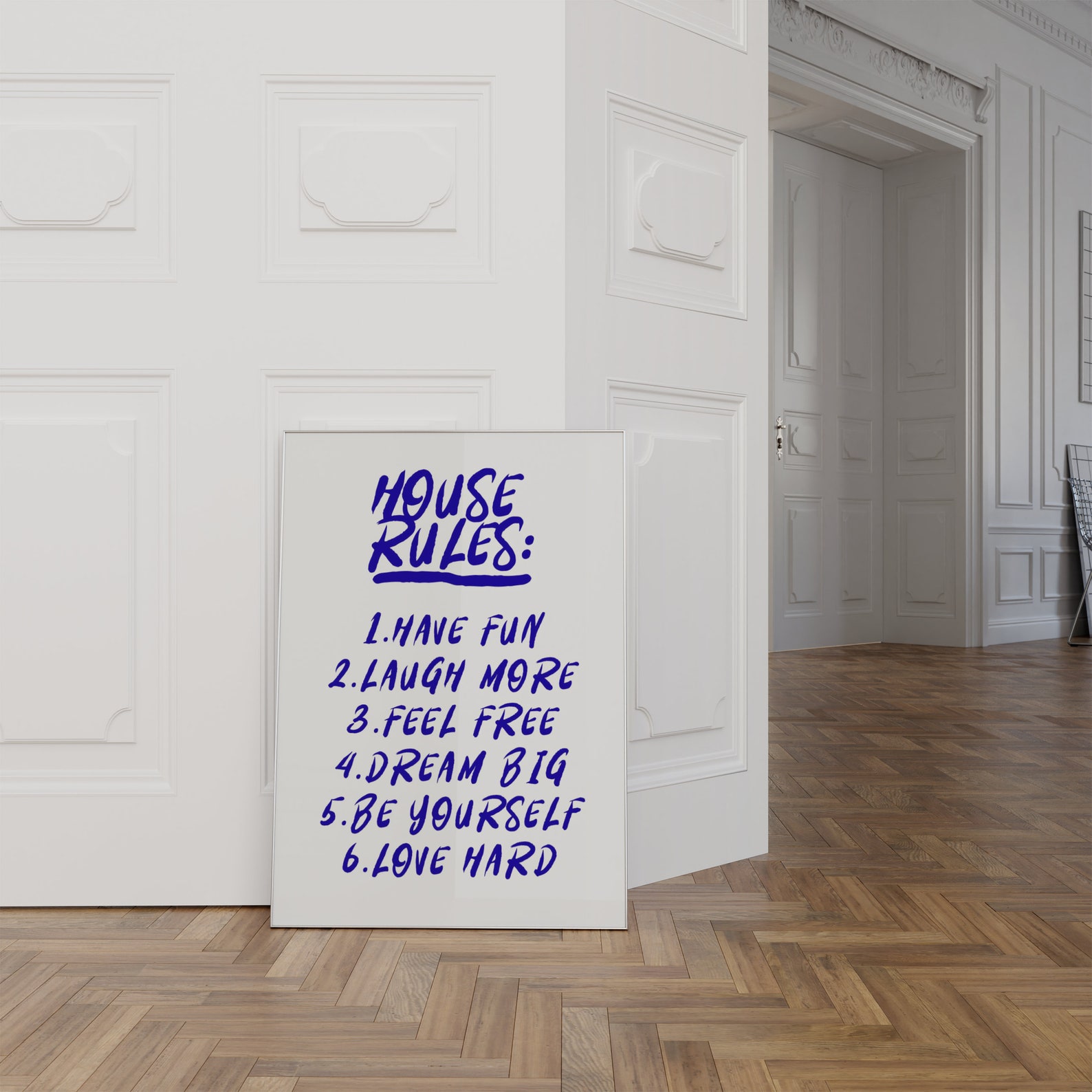 Trendy House Rules Poster, Blue Rules Digital Print, Rules Art Print ...