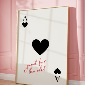 Stampa trendy asso di cuori buona per la trama Poster estetico Carta da gioco Carrello bar retrò Arte della parete Preppy y2k Glamour Funky Stampa digitale