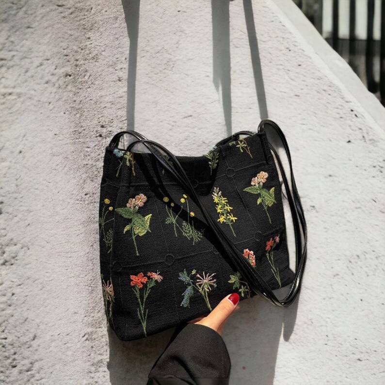 Embroidered Floral Handbag Boho Chic Tote Bag Shopping Etsy Canada