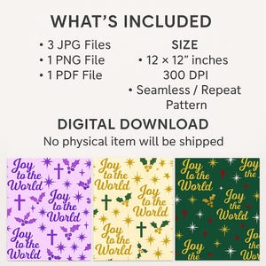 Joy to the World Christmas Wrapping Paper | Christian Holiday (Digital 12x12 PNG+JPG+PDF)