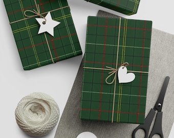 Fogli di carta da regalo natalizia ecologici, carta da regalo scozzese festiva