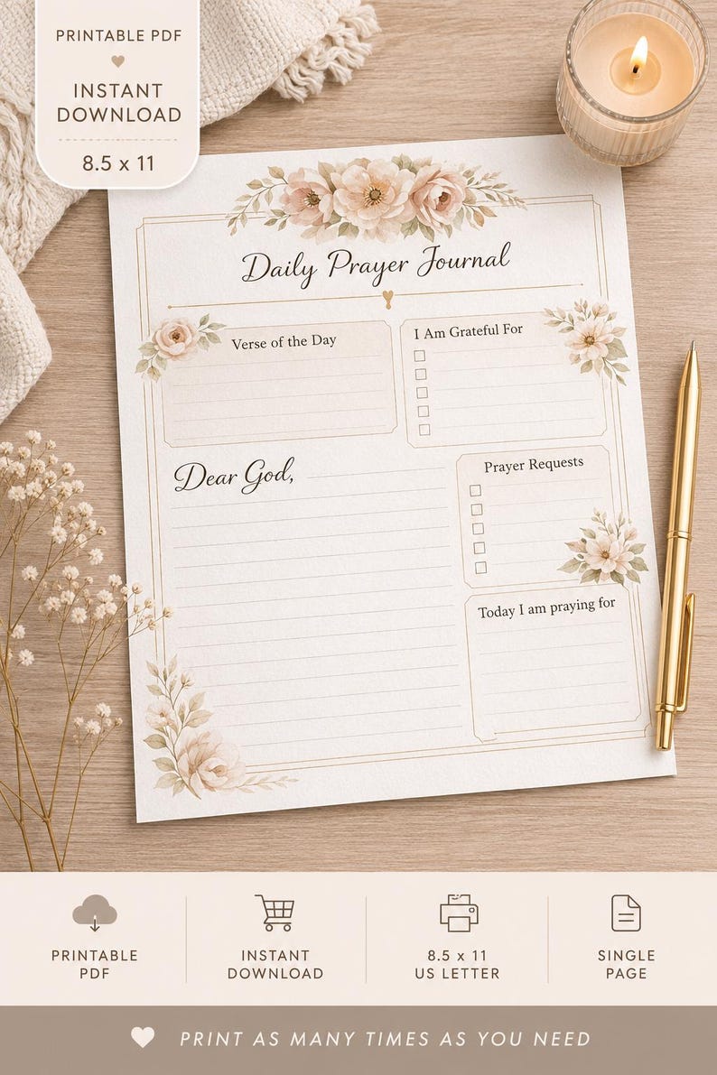 Daily Prayer Journal Printable | Christian Faith Planner (digital ...
