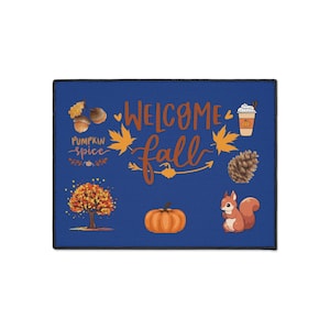Fall Welcome Mat: Heavy Duty Polyester Entryway Rug