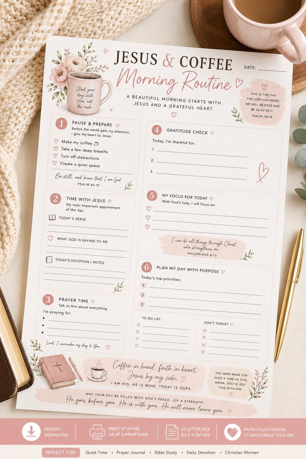 Christian Morning Routine Planner, Faith Journal Page, Prayer, Devotion ...