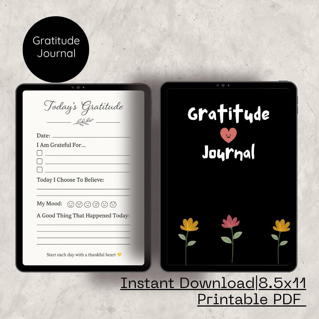 Printable Gratitude Journal – Daily Mindfulness Planner (8.5x11 PDF ...