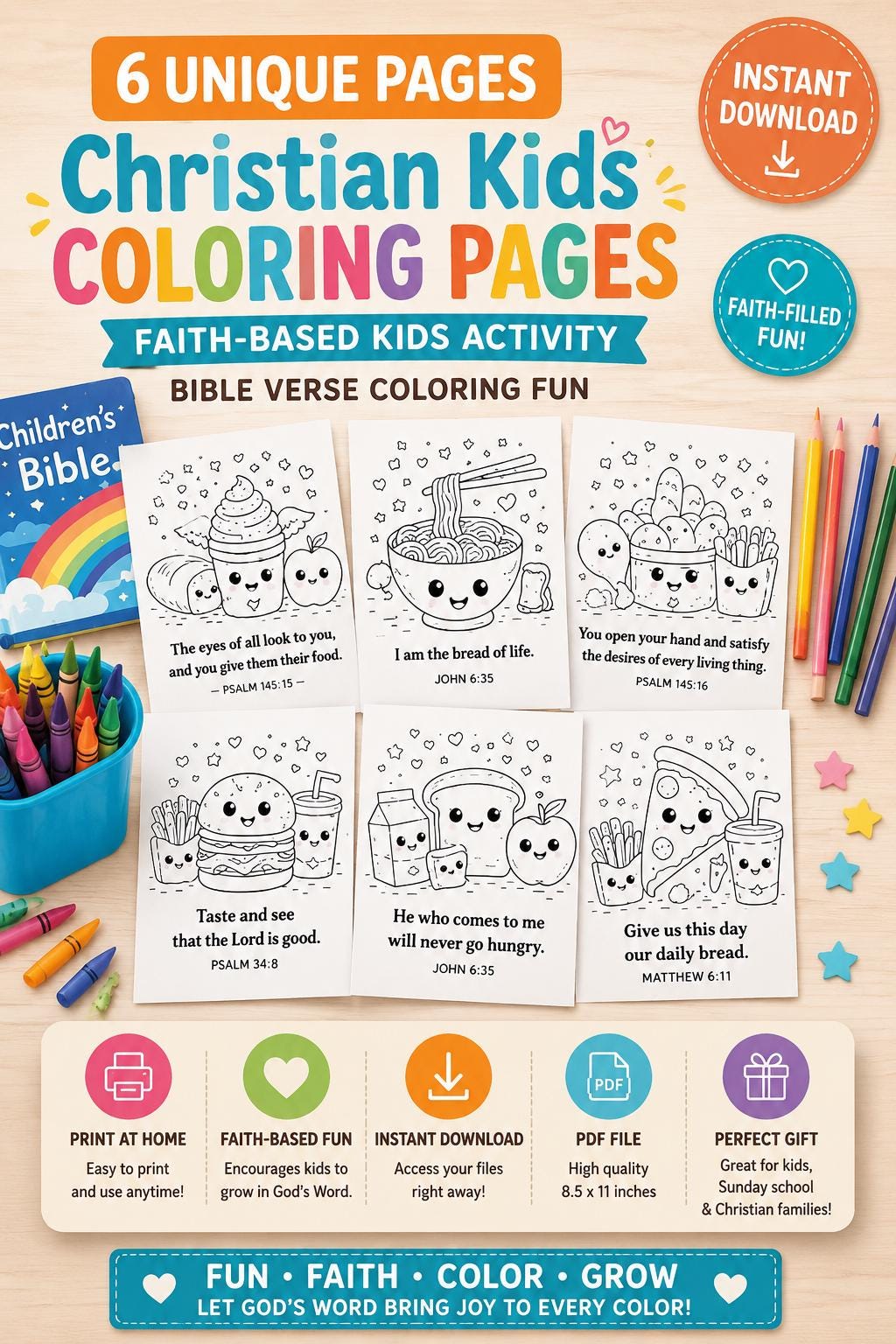 Christian Kids Coloring Pages | Bible Verse Coloring Sheets | Printable ...