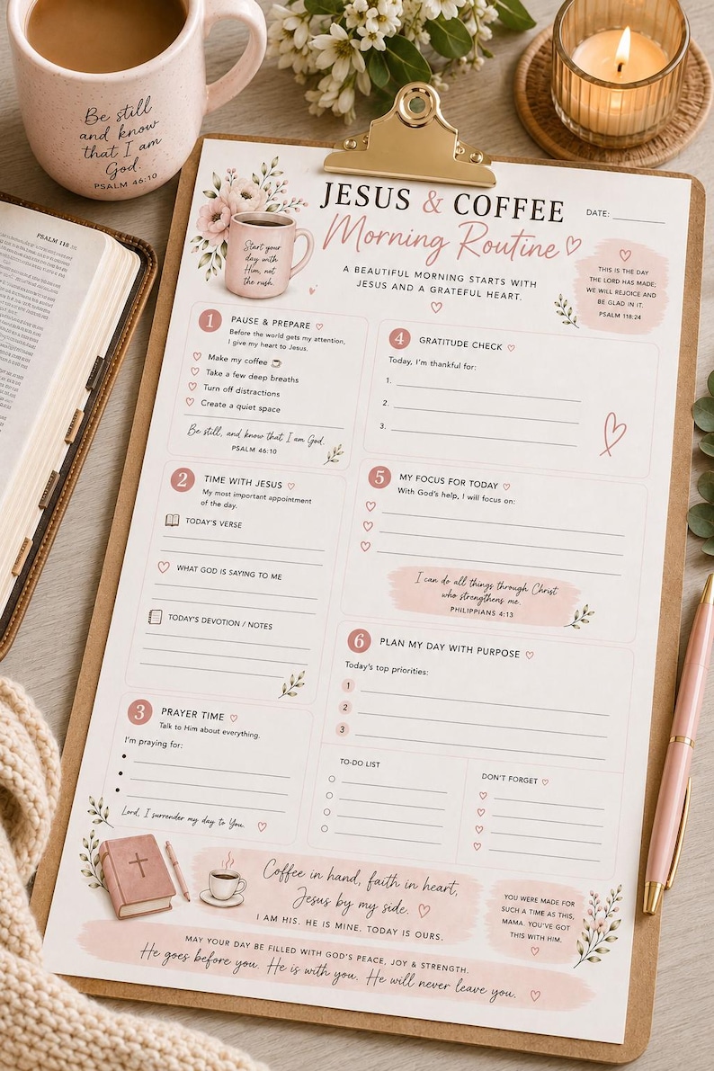 Christian Morning Routine Planner, Faith Journal Page, Prayer, Devotion ...