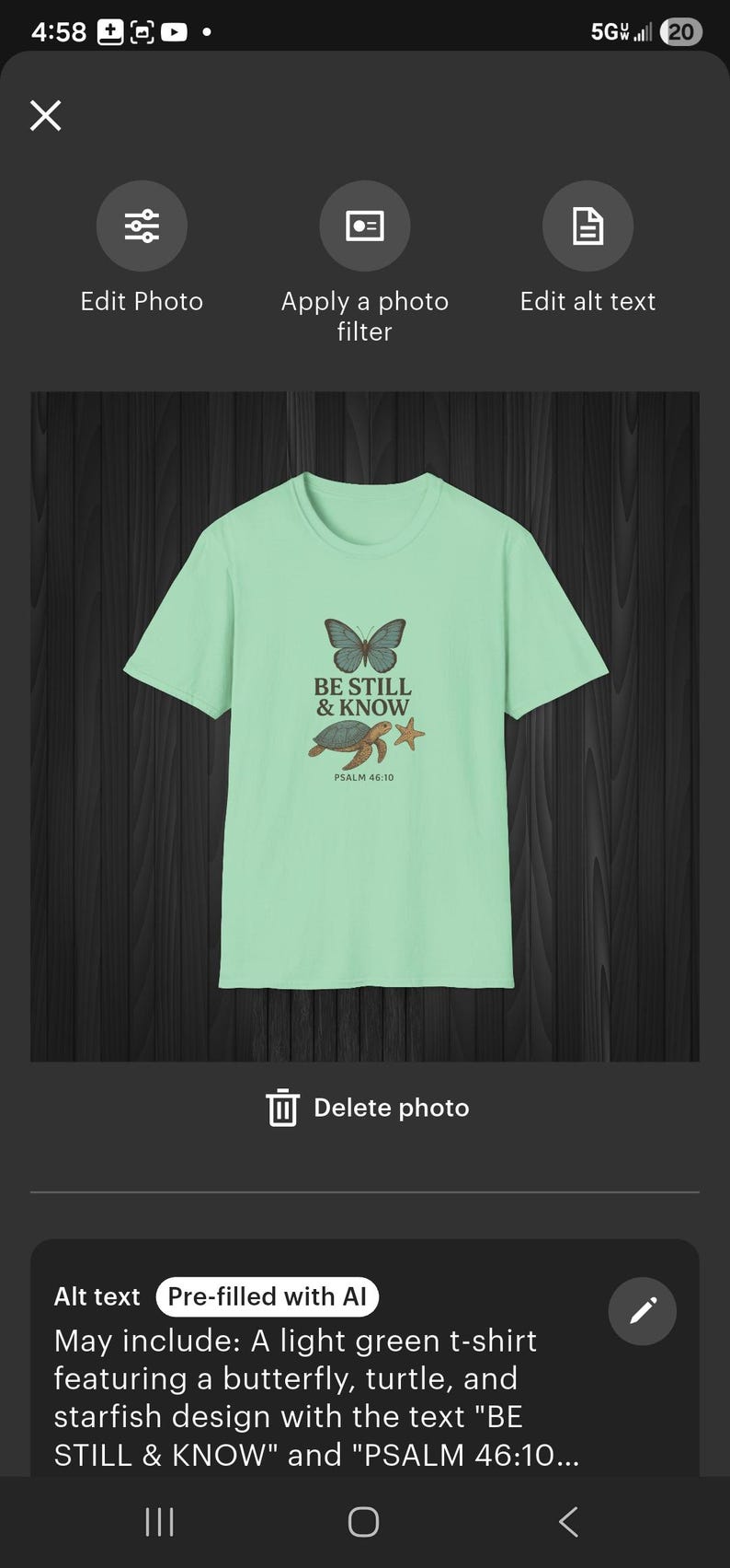 Be Still and Know T-Shirt – Christian Scripture, Butterfly Turtle Design image 14