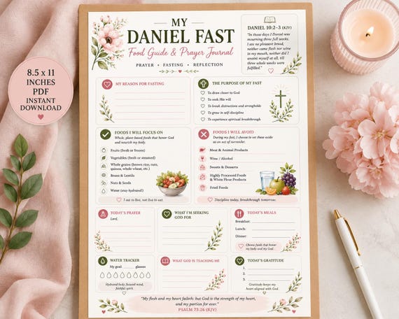 Daniel Fast Food Guide & Prayer Journal (Instant Download)