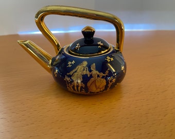 Vintage Blue and Gold Limoges Porcelain Teapot