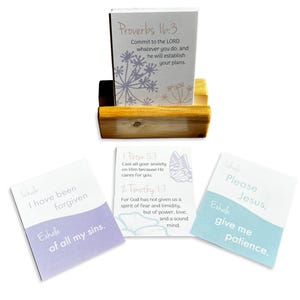 Atemgebete mit Bibelvers | Christliche Affirmationskarten | Schrift Gebetskarten mit handgefertigtem Holzständer | Christliches Geschenk für Frauen
