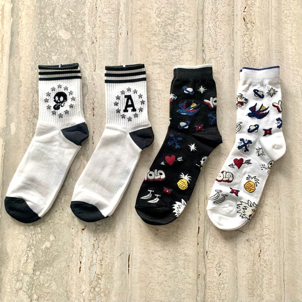 Cool Print Pattern Socks for Men, Trendy Socks, Casual Socks, Everyday Socks, Brooklyn Socks, High Quality Cotton Socks for Holiday gift