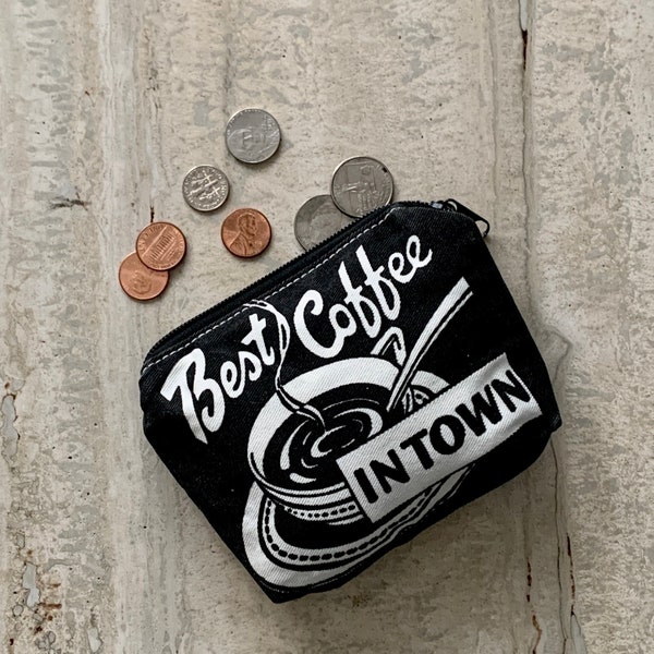 Coin Purse, small pouch, Black and White Print Coin Purse, Card Wallet, Women's Coin Purse, Mens Coin Purse, Handmade Coin-purse, Makeup Bag