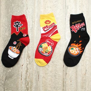 Korean Sin Ramen, Jin Ramen, Buldak Ramen noodle Socks, hilarious, Fashion, Trendy, Casual, School, Work, Date Socks, Cotton Socks, Fun Gift
