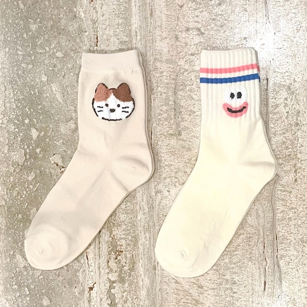 Cat Socks, Smile Cute Socks, Korean style Socks, Cartoon Socks, Women's Socks, Girls Socks, Teenager Socks, High Quality Socks, Holiday Gift