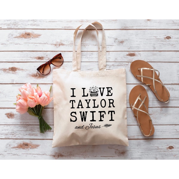 I Love Taylor Swift and Jesus tote|Jesus and Taylor Swift canvas bag|Swiftie Fan Merch|Taylor Swift canvas totebag|Taylor Swift fan gift