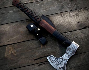 Hand-Forged Viking Axe, Norsemen Axe, Fantasy Axe Gift for Him, Ragnar Nordic Axe, Costume Gift Anniversary, Groomsmen, Birthday Gift, Axe