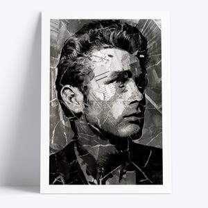 James Dean Poster | Movie Icon Art Print | Newspaper & Magazine Collage
