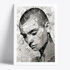Sinead O&#39;Connor Poster | Archive Quality Sinead O&#39;Connor Print | Newspaper & Magazine Collage | Music Legend Art Print