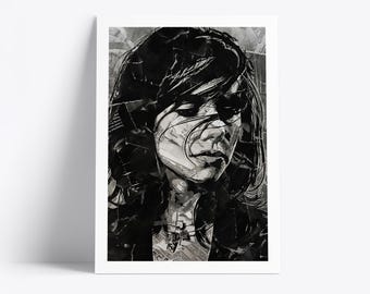 Plakat PJ Harvey | Wydruk artystyczny legendy muzyki | Kolaż z gazet i magazynów
