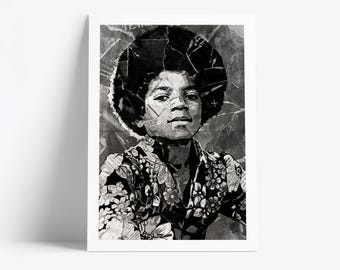 Plakat Michaela Jacksona | Wydruk artystyczny legendy muzyki | Kolaż z gazet i magazynów