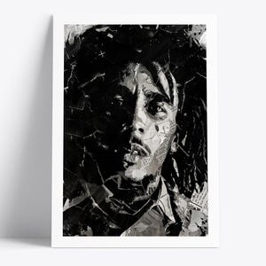 Affiche de Bob Marley | Impression Bob Marley de qualité archive | Collage de journaux et de magazines | Légende du reggae Impression artistique