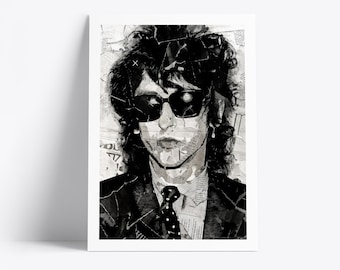 Plakat Johna Coopera Clarke'a | Wydruk artystyczny Manchester Legend | Kolaż z gazet i magazynów