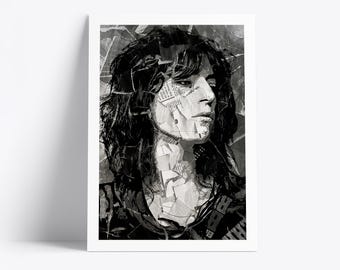 Plakat Patti Smith | Wydruk artystyczny legendy muzyki | Kolaż z gazet i magazynów