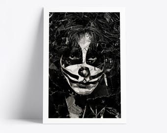 Plakat „Pocałunek Petera Crissa” | Wydruk artystyczny legendy muzyki | Kolaż z gazet i magazynów