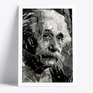 Albert Einstein Poster | Premium Archive Quality Albert Einstein Print | Newspaper & Magazine Collage | Historical Wall Art