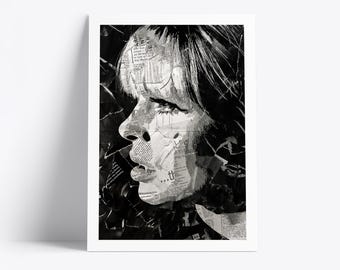 Plakat Nico Velvet Underground | Wydruk artystyczny legendy muzyki | Kolaż z gazet i magazynów