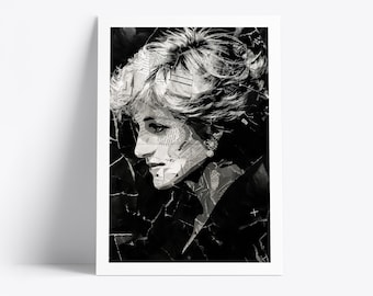Prinses Diana-poster | Kunstafdruk koninklijke familie | Collage van kranten en tijdschriften