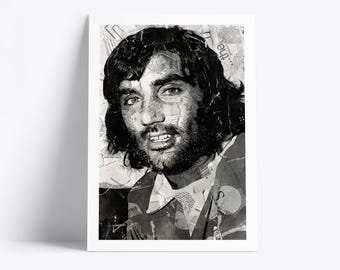 George Best Poster | Football Legend Art Print | Newspaper & Magazine Collage
