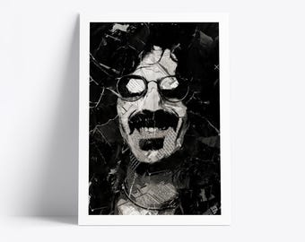 Plakat Franka Zappy | Wydruk artystyczny legendy muzyki | Kolaż z gazet i magazynów