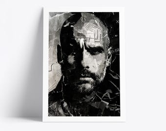 Pep Guardiola Poster | Football Legend Art Print | Newspaper & Magazine Collage