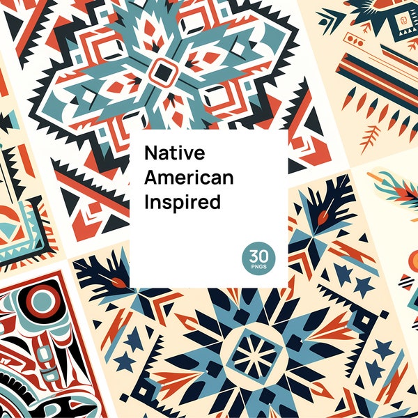 Native American Inspired clip art, set of 30 pngs, instant digital download